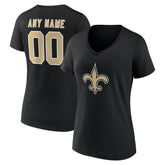 New Orleans Saints Women's Team Authentic Personalized Name & Number V-Neck T-Shirt - Black discount