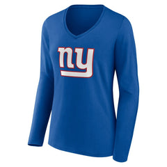New York Giants Women's Team Authentic Personalized Name & Number Long Sleeve V-Neck T-Shirt - Royal discount