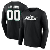 New York Jets Team Authentic Personalized Name & Number Long Sleeve T-Shirt - Black sale