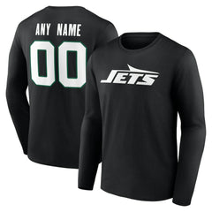 New York Jets Team Authentic Personalized Name & Number Long Sleeve T-Shirt - Black sale