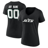 New York Jets Women's Team Authentic Personalized Name & Number V-Neck T-Shirt - Black cheap