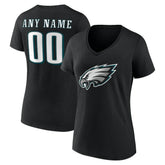 Philadelphia Eagles Women's Team Authentic Personalized Name & Number V-Neck T-Shirt - Black outlet