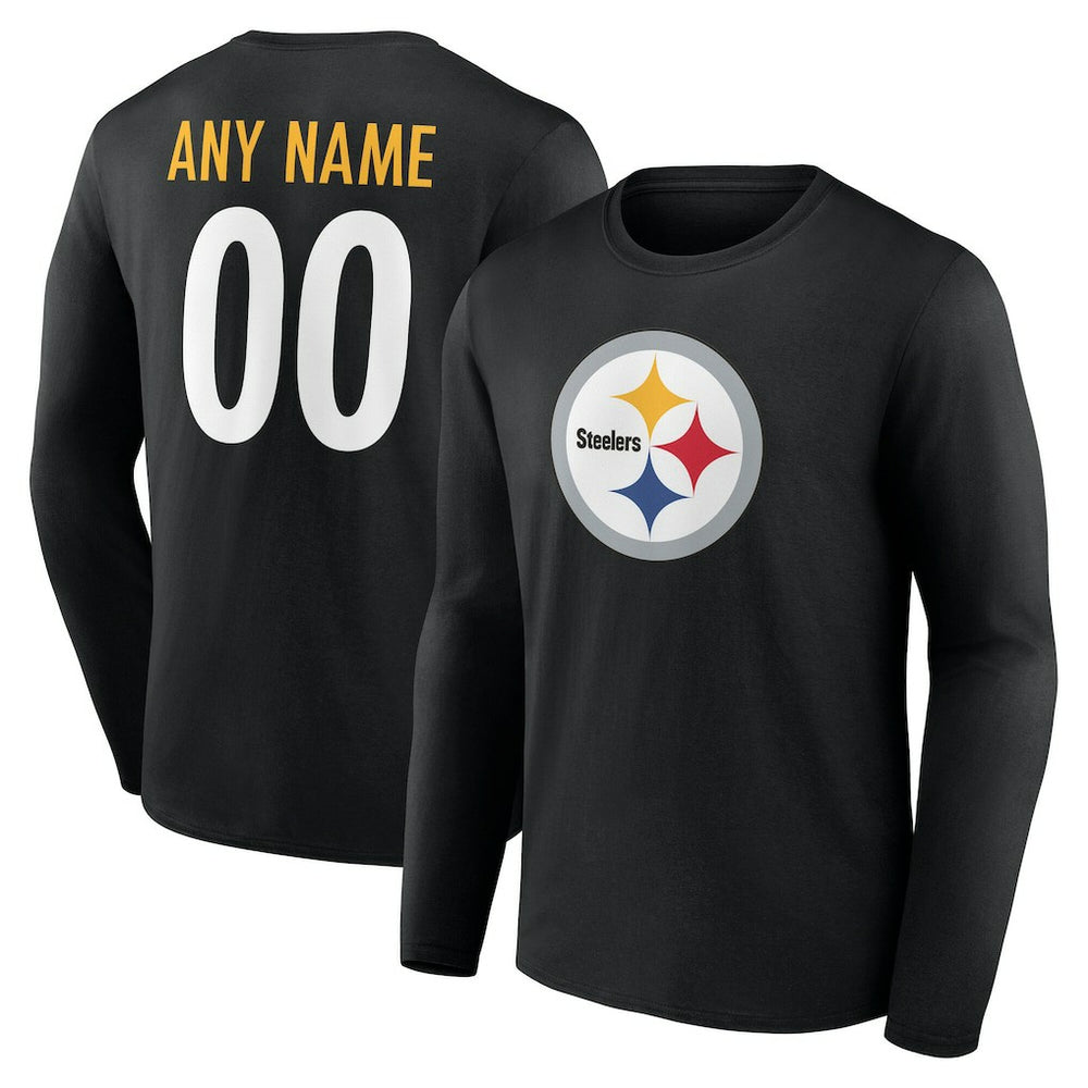 Pittsburgh Steelers Team Authentic Personalized Name & Number Long Sleeve T-Shirt - Black online