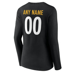 Pittsburgh Steelers Women's Team Authentic Personalized Name & Number Long Sleeve V-Neck T-Shirt - Black online