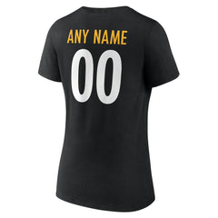Pittsburgh Steelers Women's Team Authentic Personalized Name & Number V-Neck T-Shirt - Black outlet