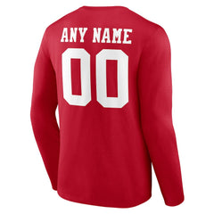 San Francisco 49ers Team Authentic Personalized Name & Number Long Sleeve T-Shirt - Scarlet discount