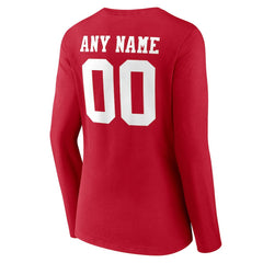 San Francisco 49ers Women's Team Authentic Personalized Name & Number Long Sleeve V-Neck T-Shirt - Scarlet cheap