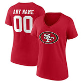 San Francisco 49ers Women's Team Authentic Personalized Name & Number V-Neck T-Shirt - Scarlet on sale