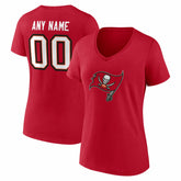 Tampa Bay Buccaneers Women's Team Authentic Personalized Name & Number V-Neck T-Shirt - Red on sale