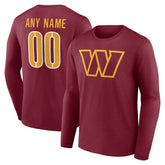 Washington Commanders Team Authentic Personalized Name & Number Long Sleeve T-Shirt - Burgundy sale