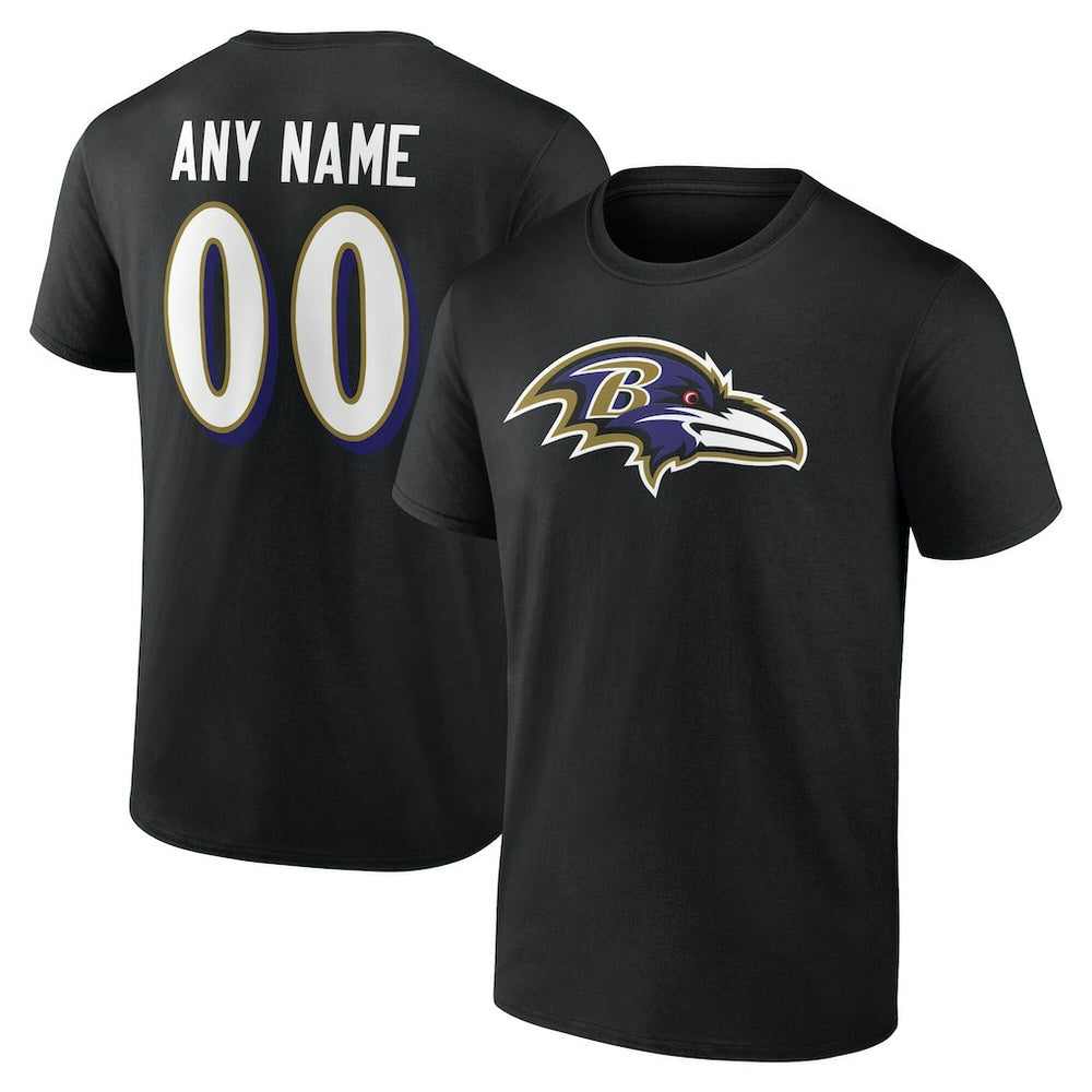 Baltimore Ravens Big & Tall Team Authentic Custom T-Shirt - Black cheap