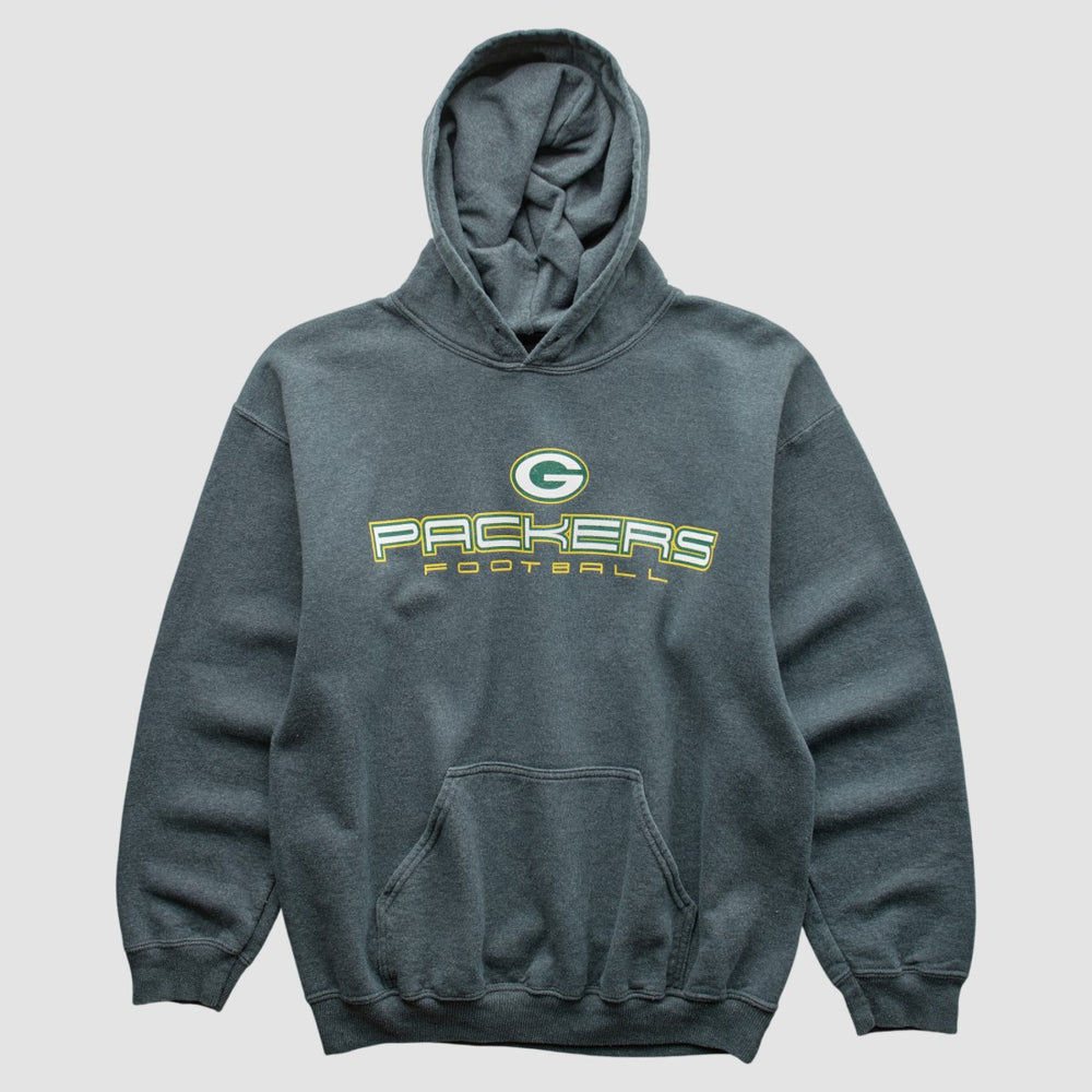 Green Bay Packers 2000s Hooded Pullover Sweatshirt - Dark Heather Gray Vintage cheap