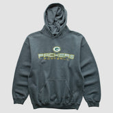 Green Bay Packers 2000s Hooded Pullover Sweatshirt - Dark Heather Gray Vintage cheap