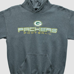 Green Bay Packers 2000s Hooded Pullover Sweatshirt - Dark Heather Gray Vintage cheap