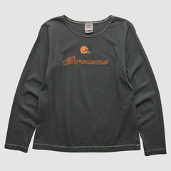 Cleveland Browns NFL 2000s Long Sleeve T-shirt - Charcoal Vintage on sale