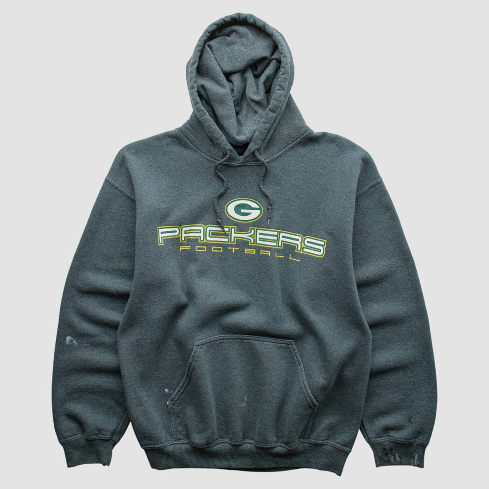 Green Bay Packers 2000s Hooded Pullover Sweatshirt - Dark Heather Gray Vintage online