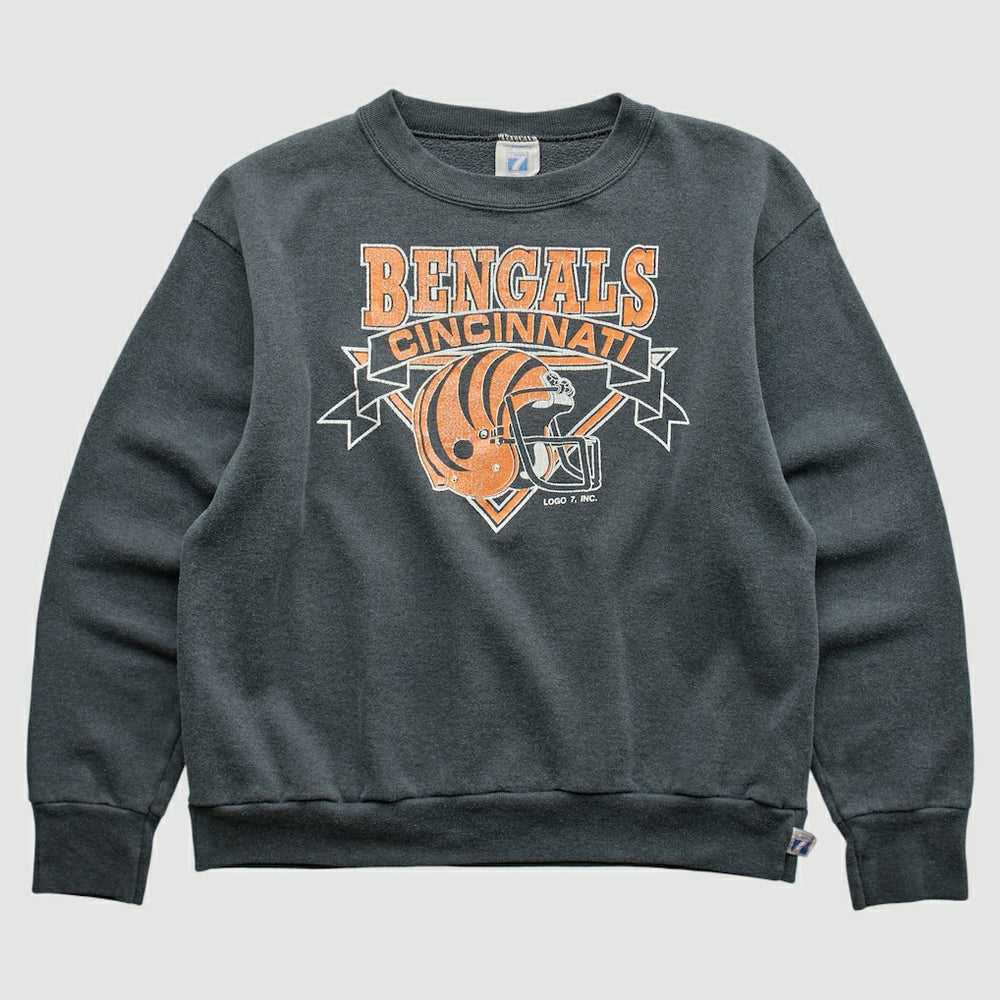 Cincinnati Bengals Logo 7 80s Pullover Sweatshirt - Charcoal Vintage cheap