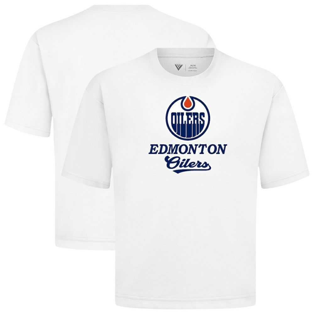Edmonton Oilers Levelwear Team Surge Luxe Signature Knit T-Shirt White