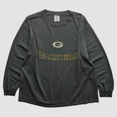 Green Bay Packers Logo Athletic 2000s Long Sleeve T-shirt - Charcoal Vintage for sale