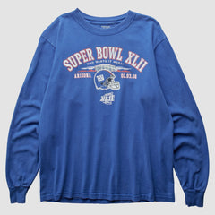New York Giants Reebok 2008 Long Sleeve T-shirt - Blue Vintage sale