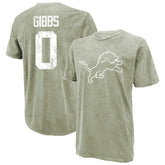 Jahmyr Gibbs Detroit Lions Majestic Threads Mineral Wash Name & Number T-Shirt - Moss Green cheap