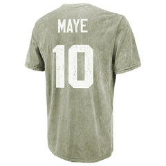 Drake Maye New England Patriots Majestic Threads Mineral Wash Name & Number T-Shirt - Moss Green for sale