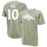 Bo Nix Denver Broncos Majestic Threads Mineral Wash Name & Number T-Shirt - Moss Green outlet