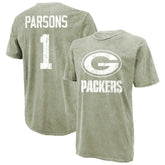 Micah Parsons Green Bay Packers Majestic Threads Mineral Wash Name & Number T-Shirt - Moss Green on sale