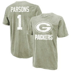 Micah Parsons Green Bay Packers Majestic Threads Mineral Wash Name & Number T-Shirt - Moss Green on sale