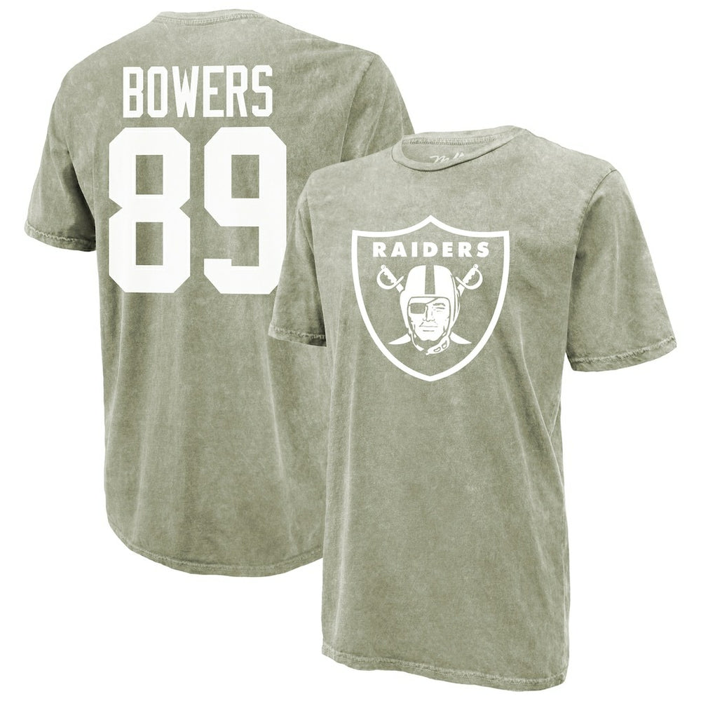 Brock Bowers Las Vegas Raiders Majestic Threads Mineral Wash Name & Number T-Shirt - Moss Green discount