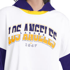 Los Angeles Lakers G-III 4Her by Carl Banks Women's Key Player Oversized Hooded Long Sleeve T-Shirt - White/Purple for sale