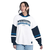 Minnesota Timberwolves G-III 4Her by Carl Banks Women's Key Player Oversized Hooded Long Sleeve T-Shirt - White/Navy sale