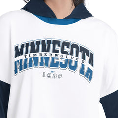 Minnesota Timberwolves G-III 4Her by Carl Banks Women's Key Player Oversized Hooded Long Sleeve T-Shirt - White/Navy sale
