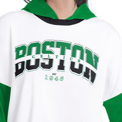 Boston Celtics G-III 4Her by Carl Banks Women's Key Player Oversized Hooded Long Sleeve T-Shirt - White/Green cheap