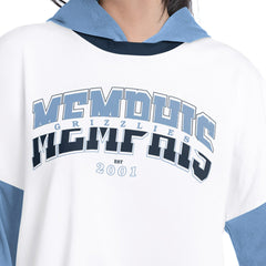 Memphis Grizzlies G-III 4Her by Carl Banks Women's Key Player Oversized Hooded Long Sleeve T-Shirt - White/Blue outlet