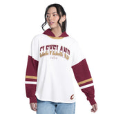 Cleveland Cavaliers G-III 4Her by Carl Banks Women's Key Player Oversized Hooded Long Sleeve T-Shirt sale - White/Wine on sale