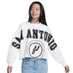 San Antonio Spurs G-III 4Her by Carl Banks Women's Bleachers Cropped French Terry Sweatshirt - White online