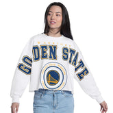 Golden State Warriors G-III 4Her by Carl Banks Women's Bleachers Cropped French Terry Sweatshirt sale - White discount