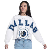 Dallas Mavericks G-III 4Her by Carl Banks Women's Bleachers Cropped French Terry Sweatshirt sale - White for sale