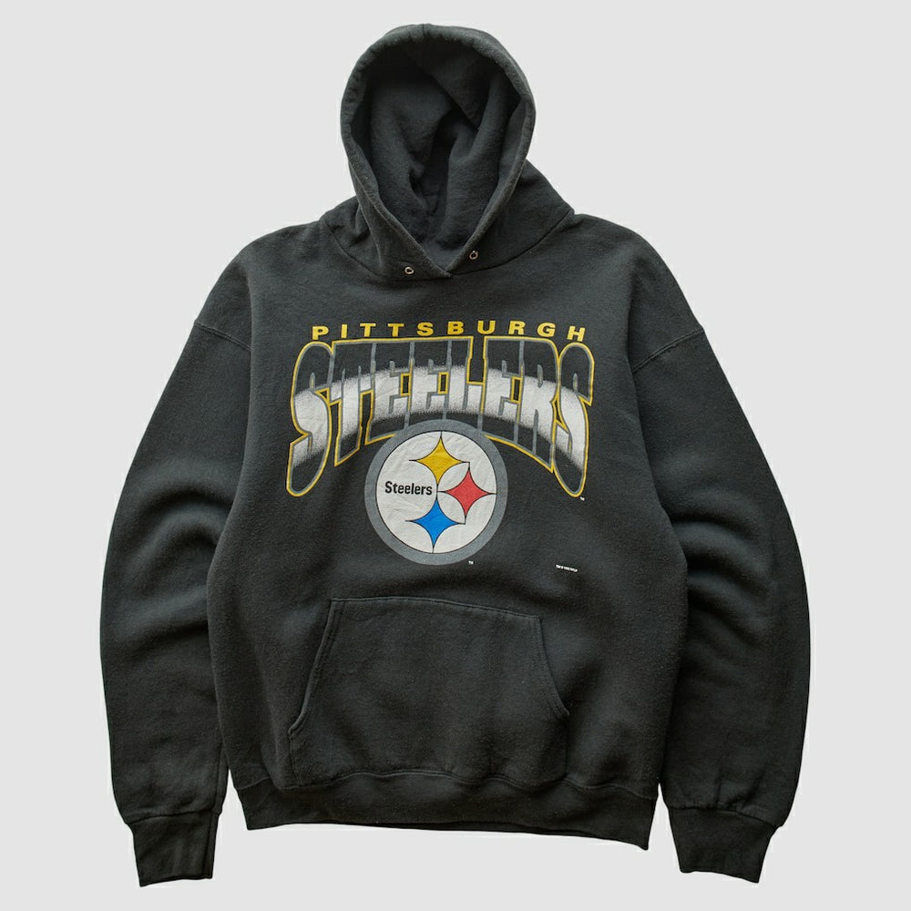Pittsburgh Steelers 90s Hooded Pullover Sweatshirt - Black Vintage cheap