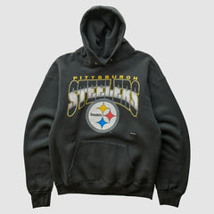Pittsburgh Steelers 90s Hooded Pullover Sweatshirt - Black Vintage cheap