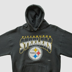 Pittsburgh Steelers 90s Hooded Pullover Sweatshirt - Black Vintage cheap