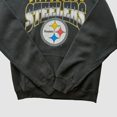 Pittsburgh Steelers 90s Hooded Pullover Sweatshirt - Black Vintage cheap