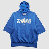 Texas Rangers Majestic 2000s Hooded Pullover Sweatshirt - Blue Vintage