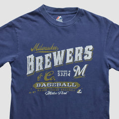 Milwaukee Brewers Majestic 2010s T-shirt - Navy Vintage