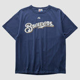 Milwaukee Brewers Majestic 2008 T-shirt - Navy Vintage
