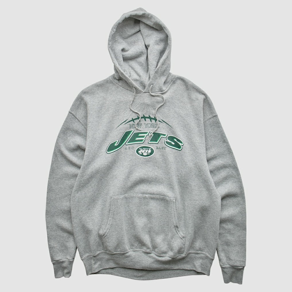 New York Jets NFL 2000s Hooded Pullover Sweatshirt - Heather Gray Vintage cheap