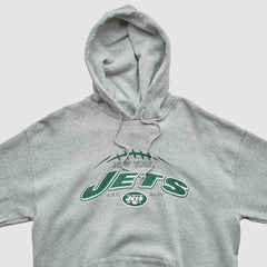 New York Jets NFL 2000s Hooded Pullover Sweatshirt - Heather Gray Vintage cheap