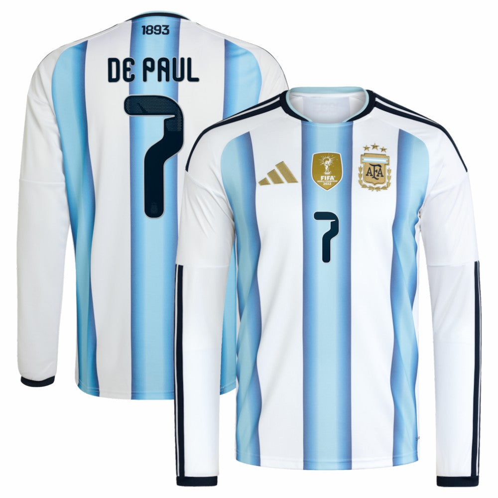 Rodrigo De Paul Argentina National Team 2026 Home Replica Long Sleeve Jersey - White | Adidas online