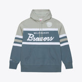 Milwaukee Brewers Cooperstown Collection Thunderstorm Head Coach Hoodie - Gray | Mitchell & Ness